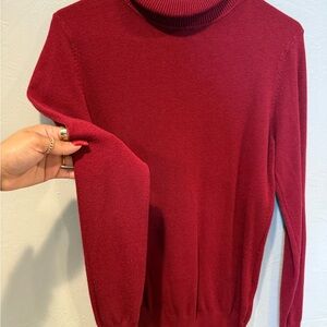 Elegant Wine Red Turtleneck Sweater